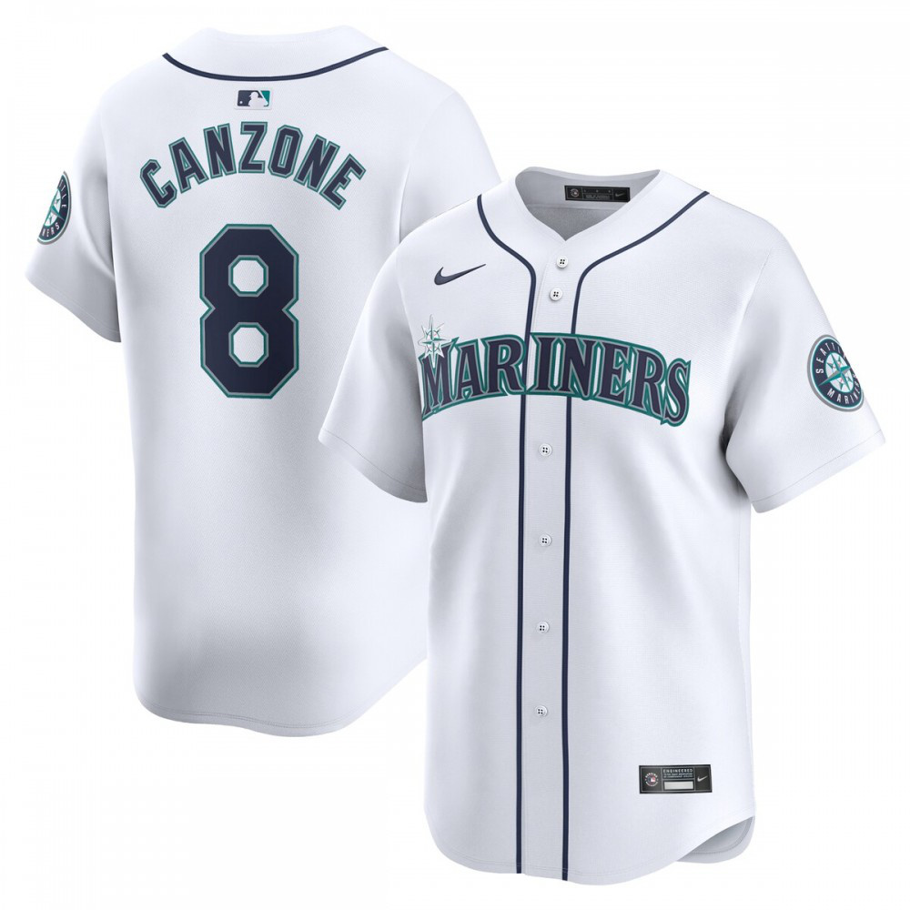 Dominic Canzone Seattle Mariners Home Limited Player Jersey - White-Pro Kit Vault | Brand New 26/27 Sports Jerseys